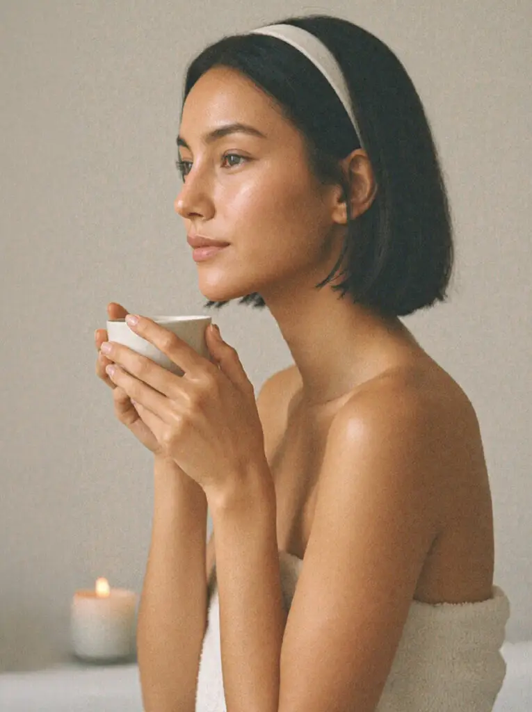 Woman enjoying a relaxing weekly home spa day ritual